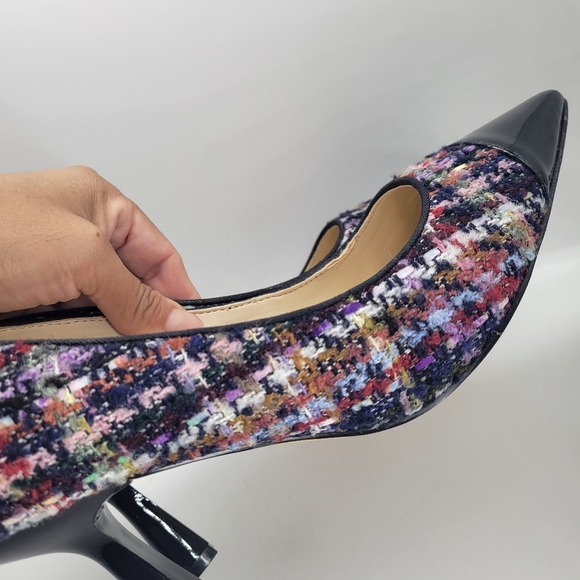 Nine West Stiletto Pointy Toe Pump Textile Size 9.5M Multicolor Plaited - Picture 7 of 9